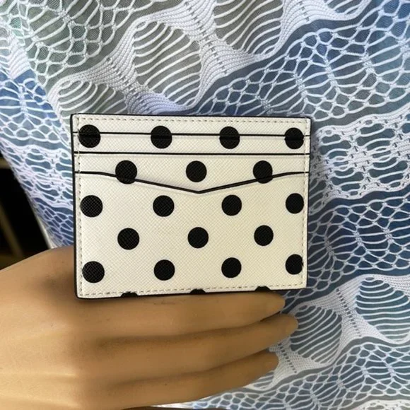 Kate Spade Staci Small Slim Cardholder Dot Printed Cream Multi - Picture 16 of 16